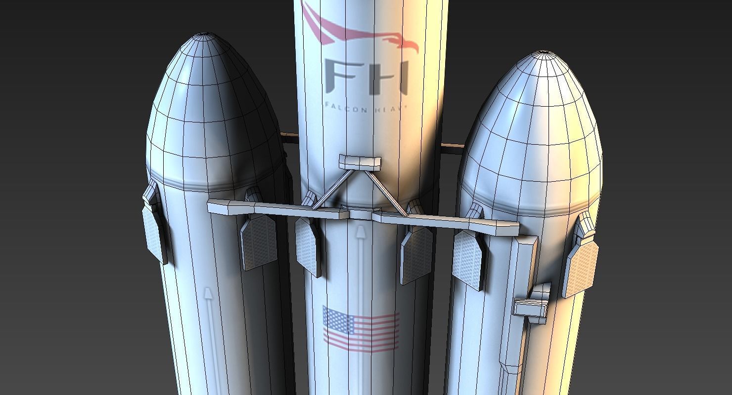 SpaceX Falcon Heavy Low-poly 3D model_10
