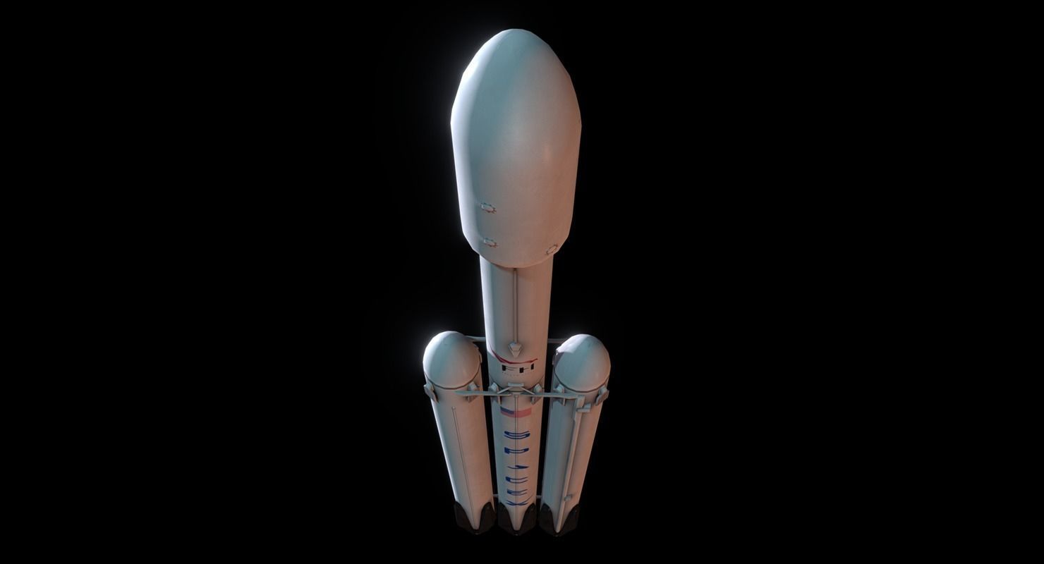 SpaceX Falcon Heavy Low-poly 3D model_4