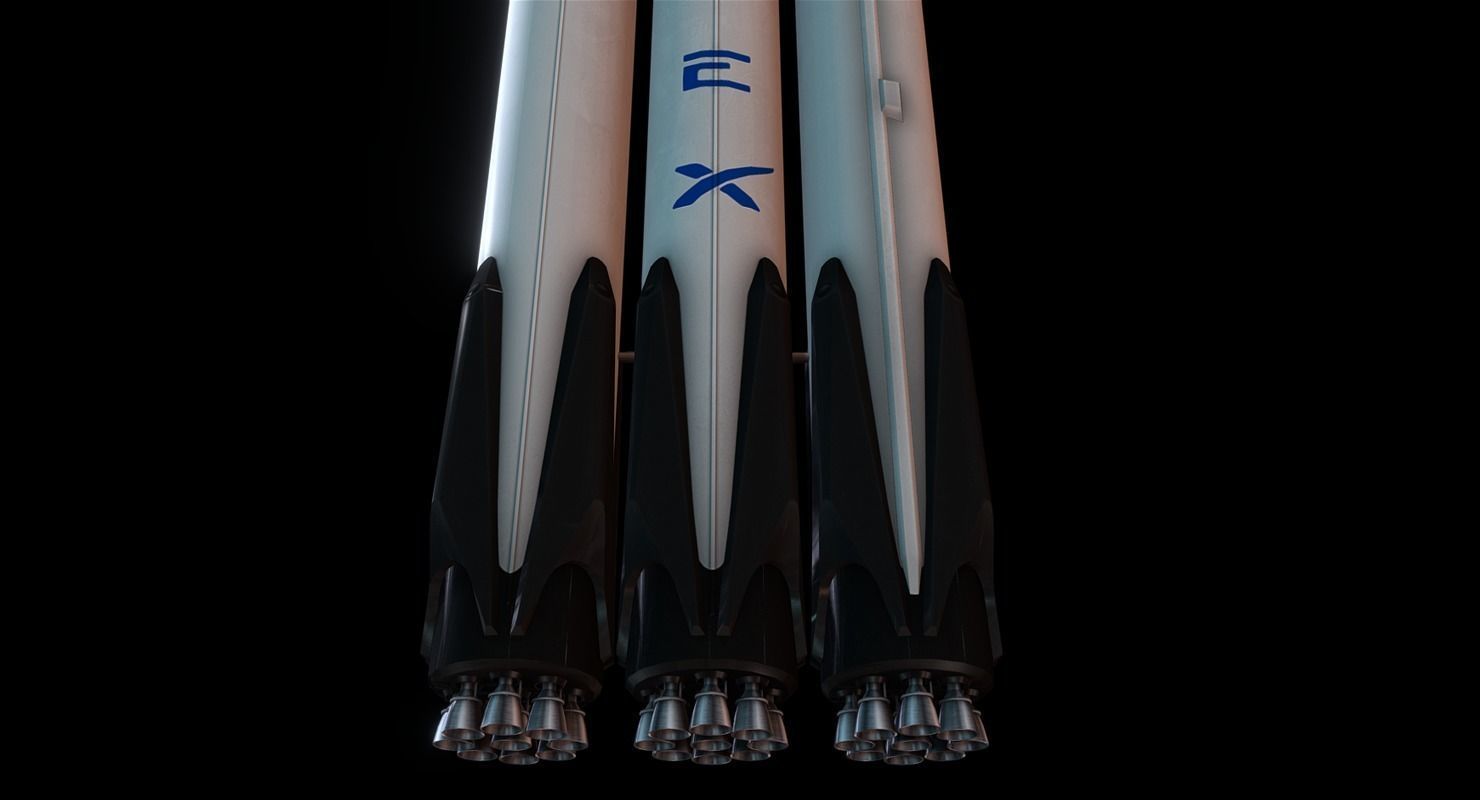 SpaceX Falcon Heavy Low-poly 3D model_3