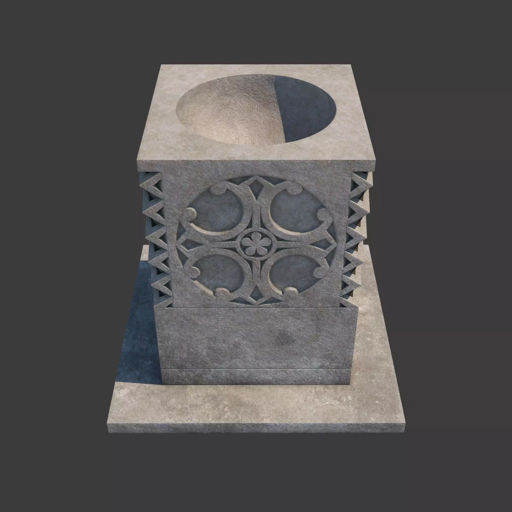 Church Furniture - Stone Baptismal Font 05 3D model_0