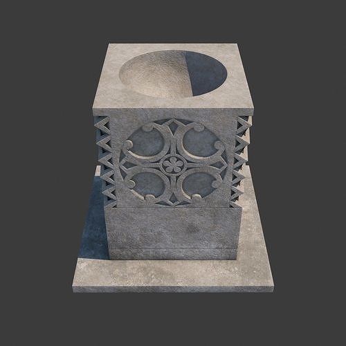 Church Furniture - Stone Baptismal Font 05 3D model