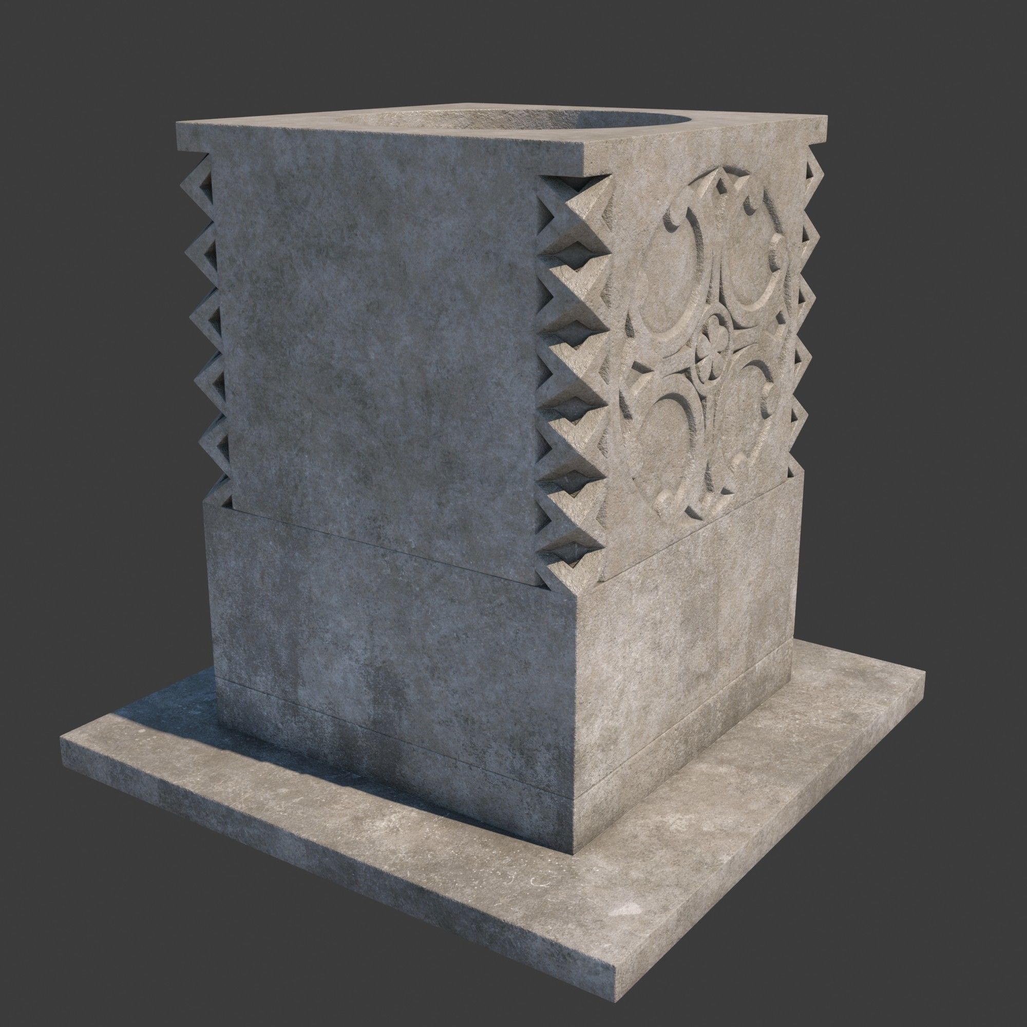 Church Furniture - Stone Baptismal Font 05 3D model_1