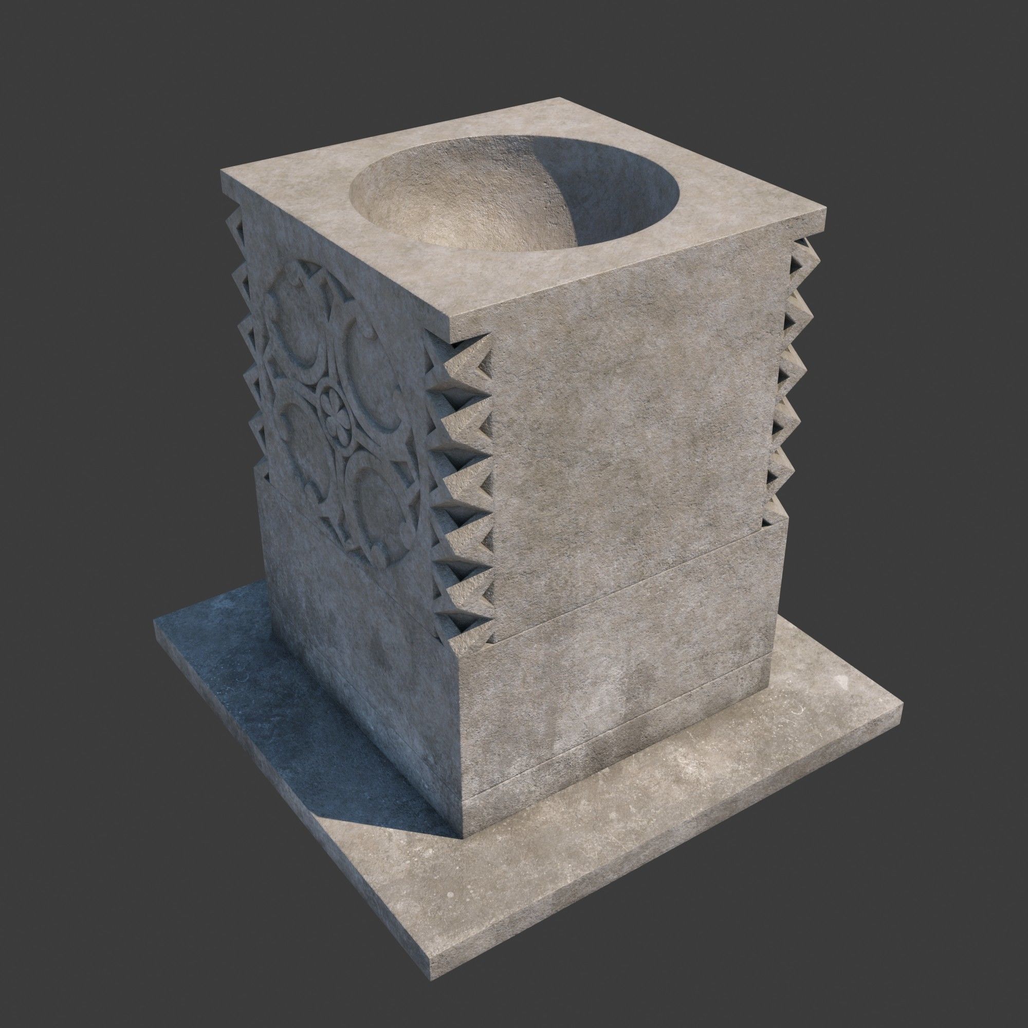 Church Furniture - Stone Baptismal Font 05 3D model_2