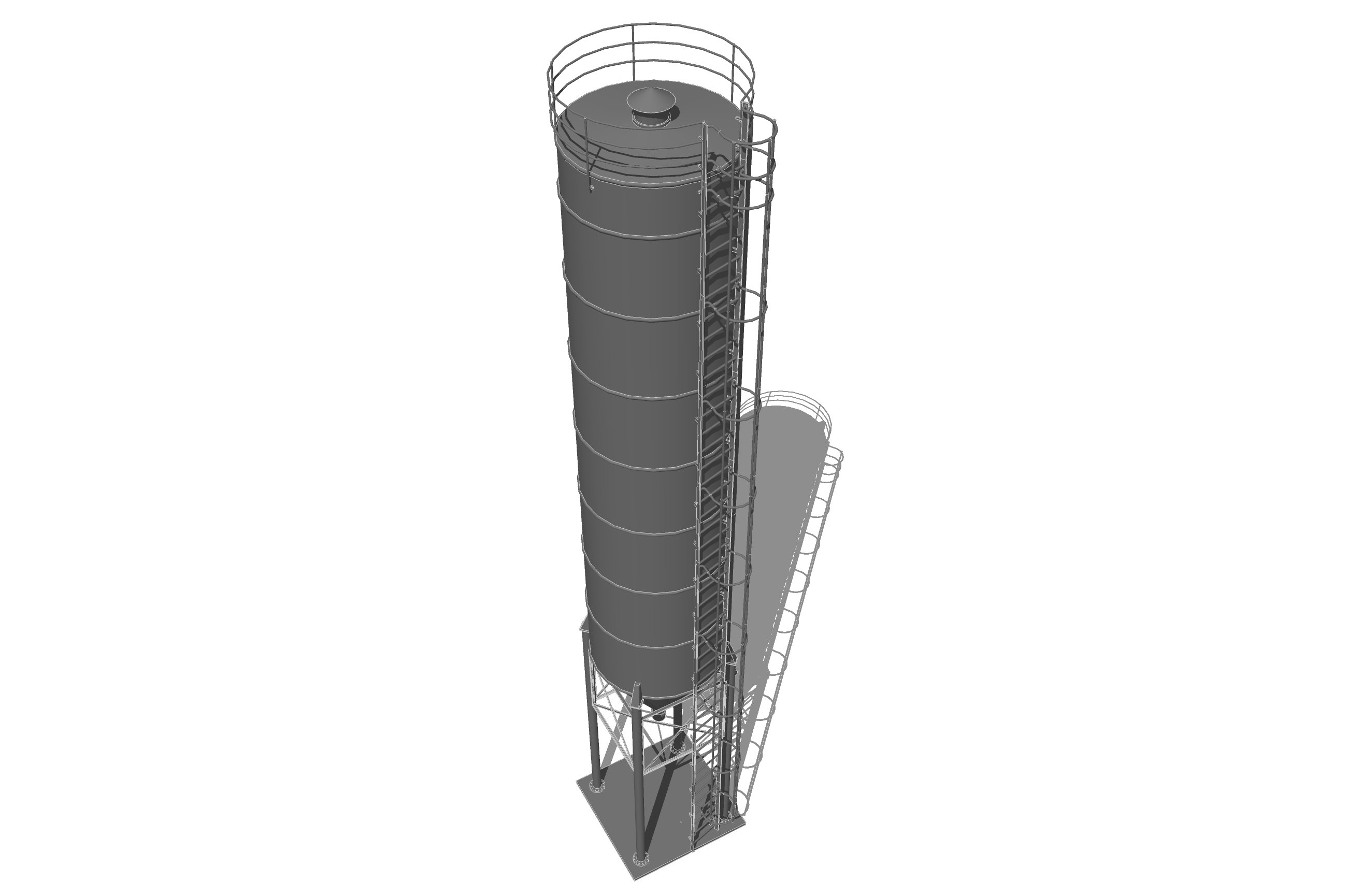 Cement Silo Unibeton - 79 m3 Low-poly 3D model_8