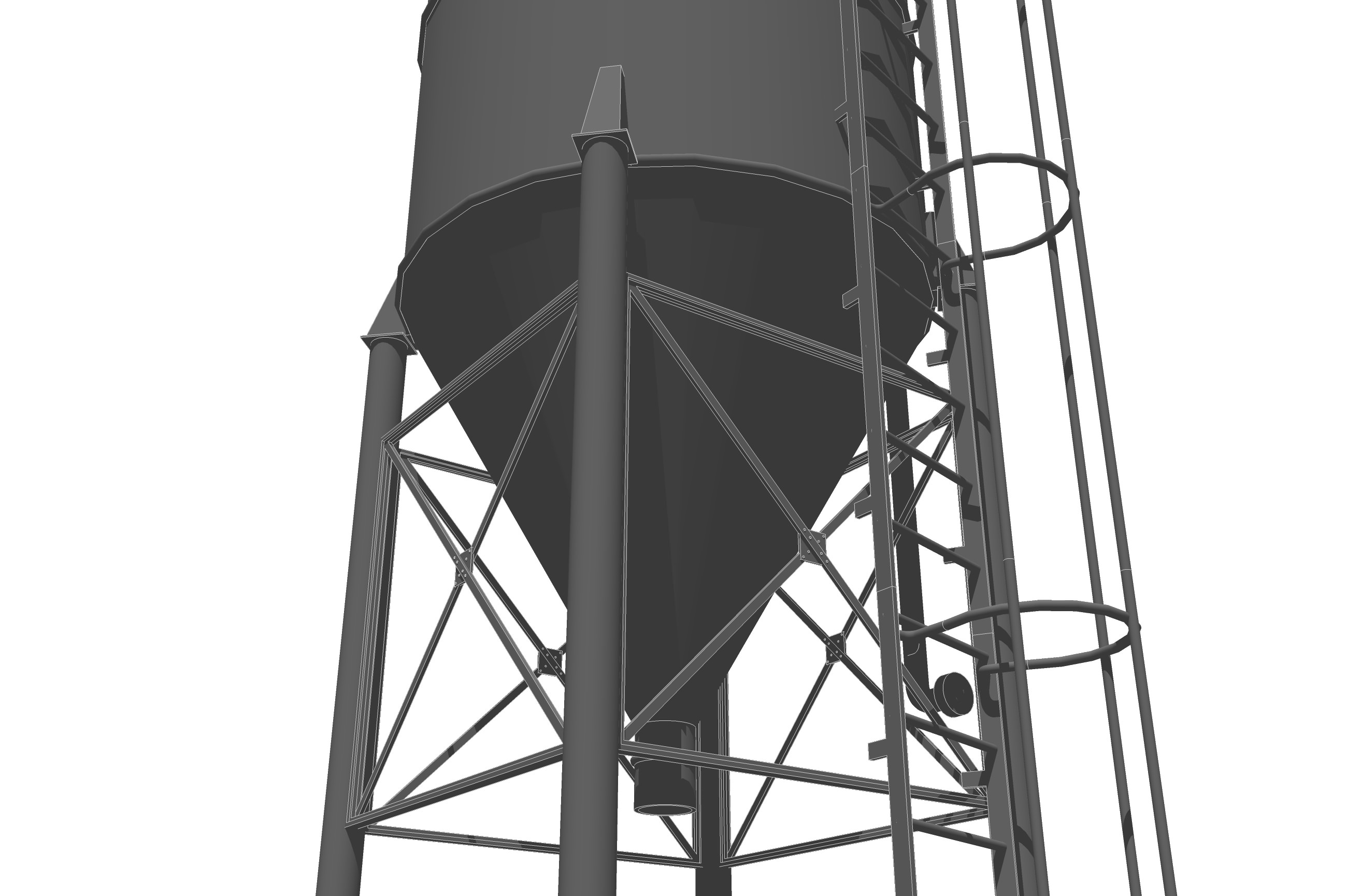 Cement Silo Unibeton - 79 m3 Low-poly 3D model_11