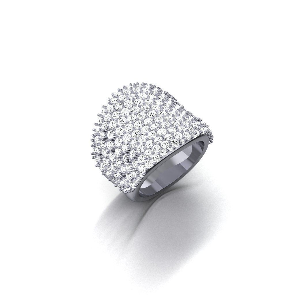 Pave Ring with various stone sizes 3D print model_2