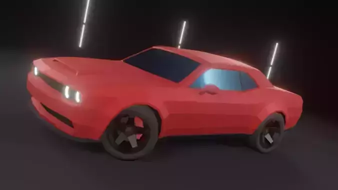 Dodge Challenger Hellcat Low-Poly Car
