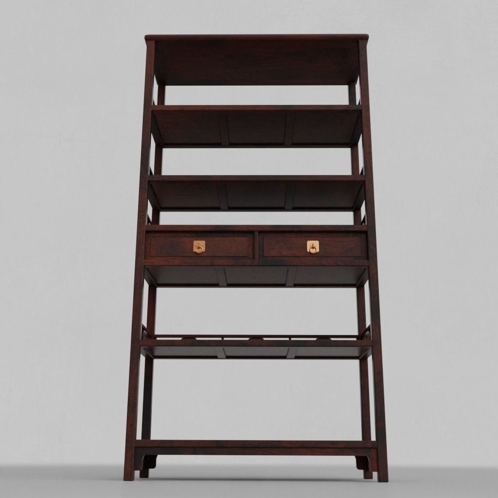 Chinese Book Shelf with PBR textures - reconstrutable 3D model_10