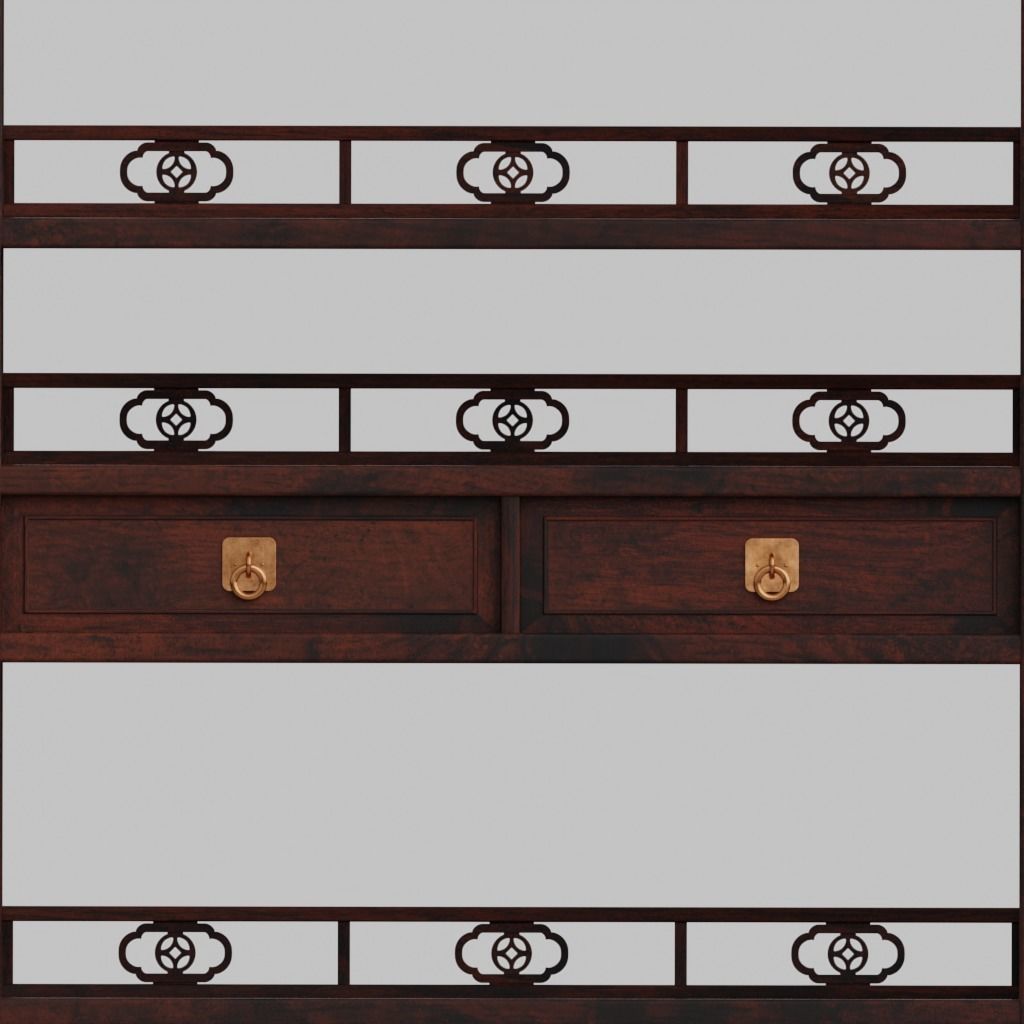 Chinese Book Shelf with PBR textures - reconstrutable 3D model_4
