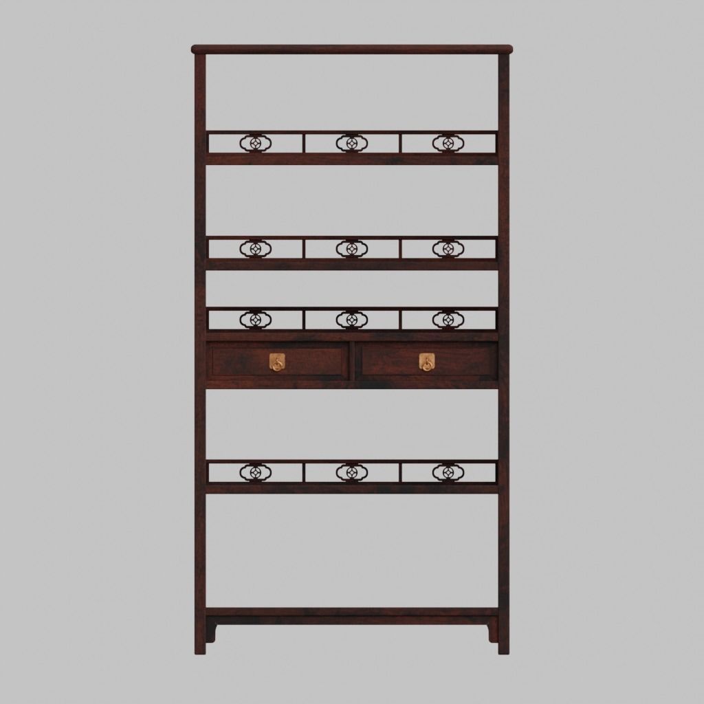 Chinese Book Shelf with PBR textures - reconstrutable 3D model_8