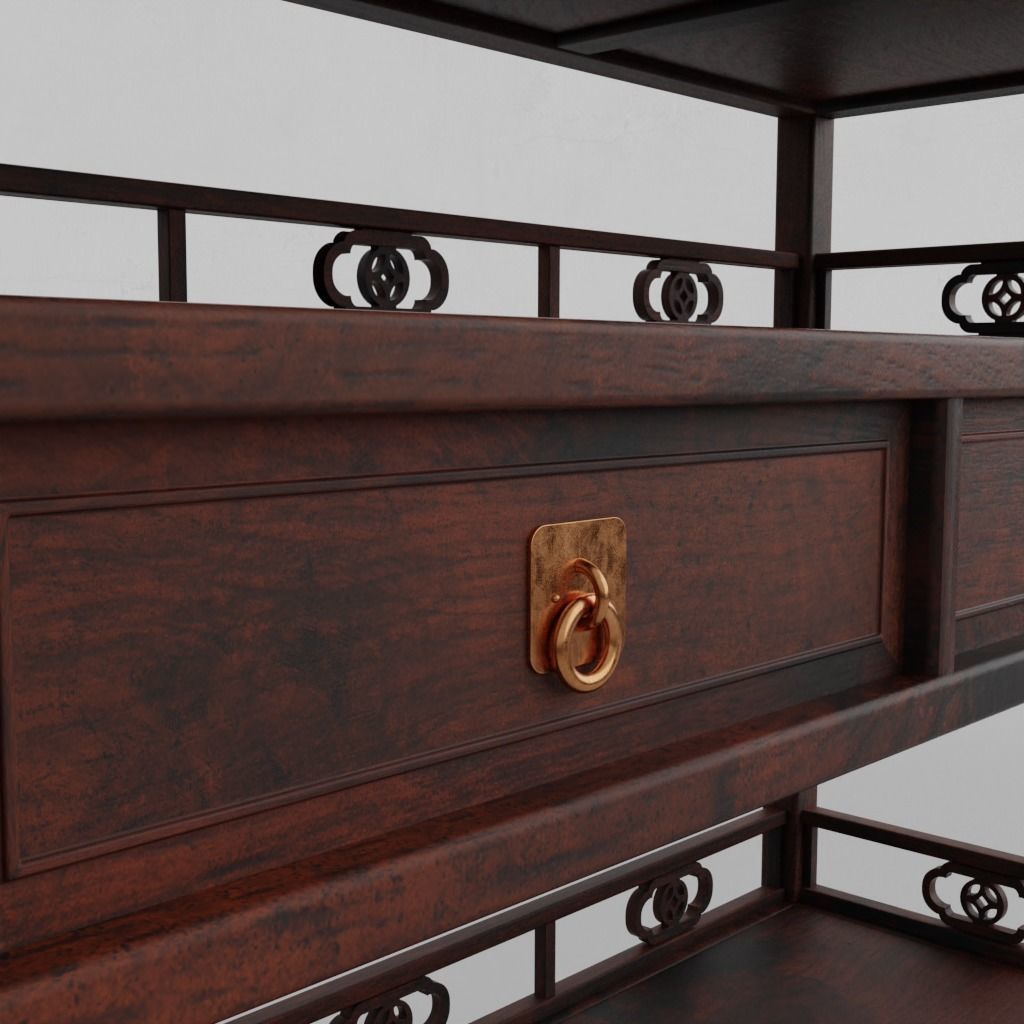 Chinese Book Shelf with PBR textures - reconstrutable 3D model_5