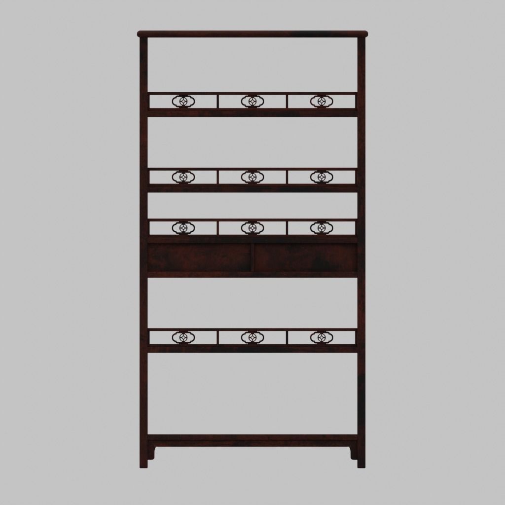 Chinese Book Shelf with PBR textures - reconstrutable 3D model_12