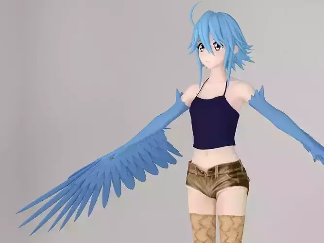 T pose nonrigged model of Papi anime girl 3D model