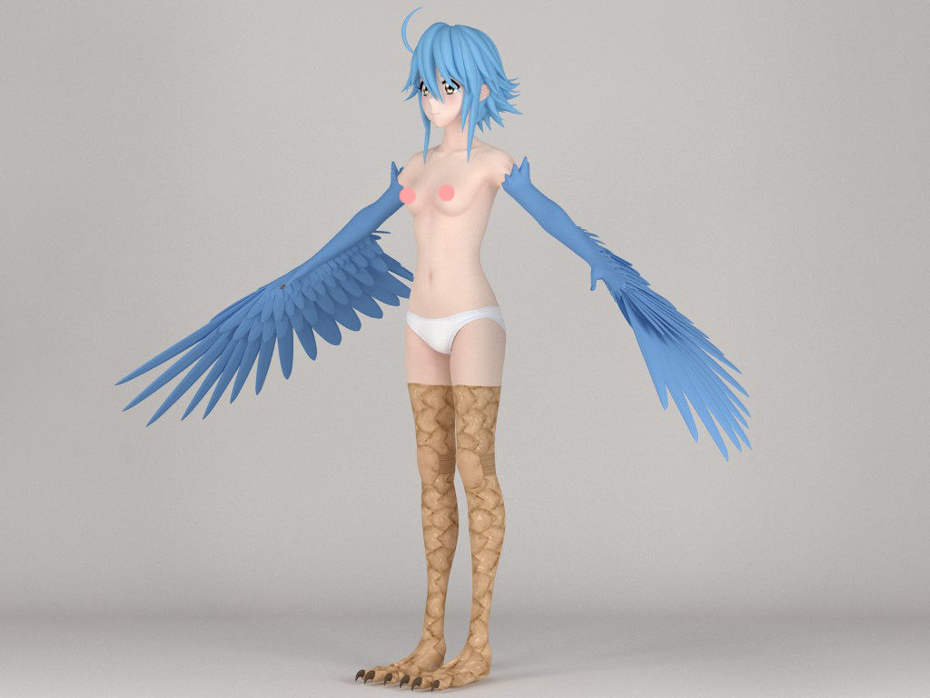 T pose rigged model of Papi anime girl 3D model_11