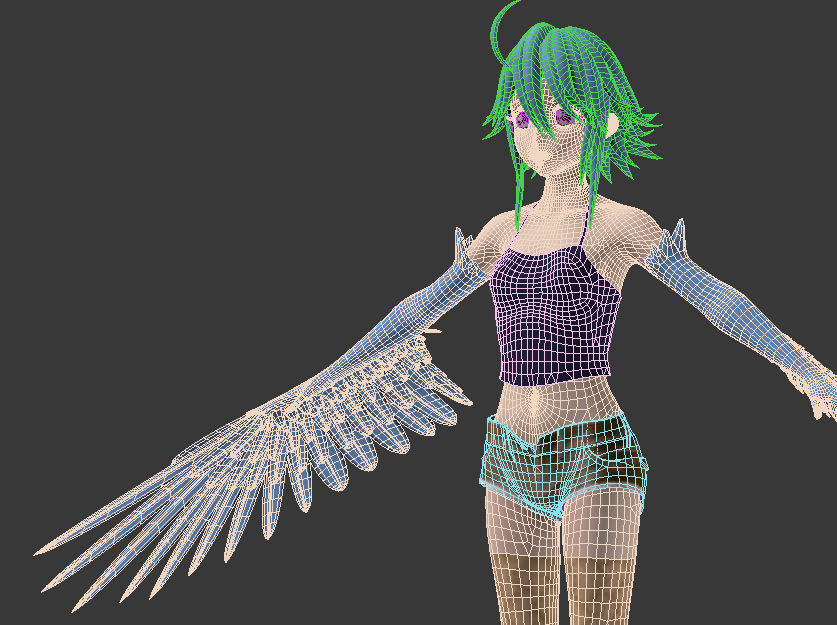 T pose rigged model of Papi anime girl 3D model_20