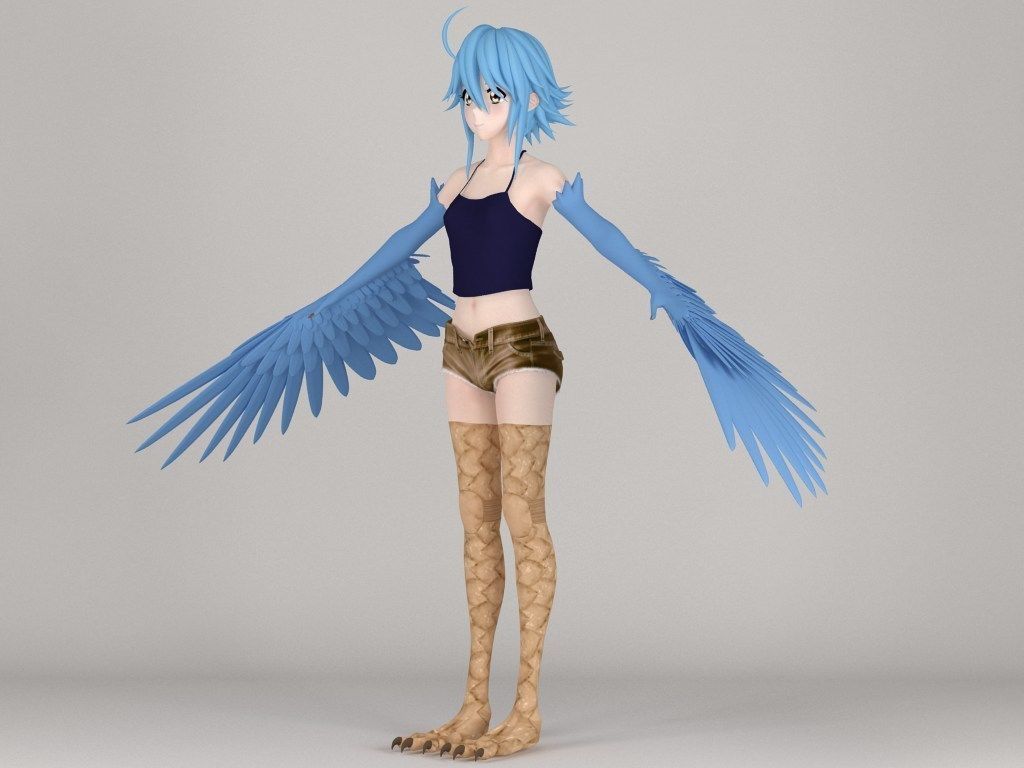 T pose rigged model of Papi anime girl 3D model_9