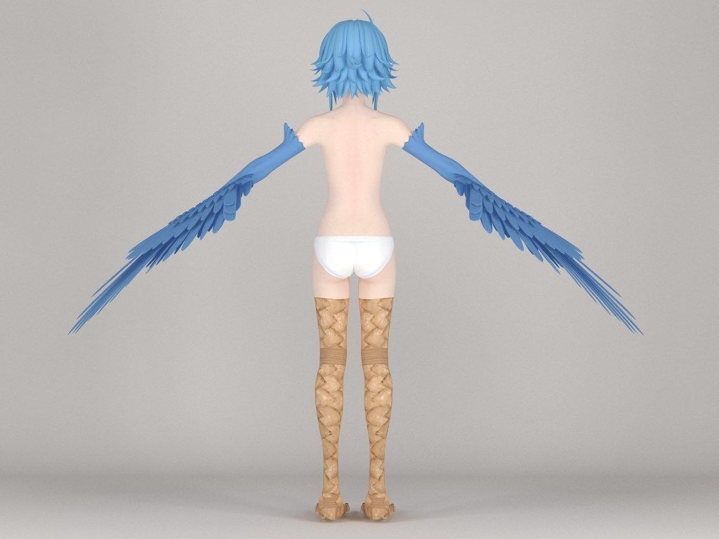 T pose rigged model of Papi anime girl 3D model_18