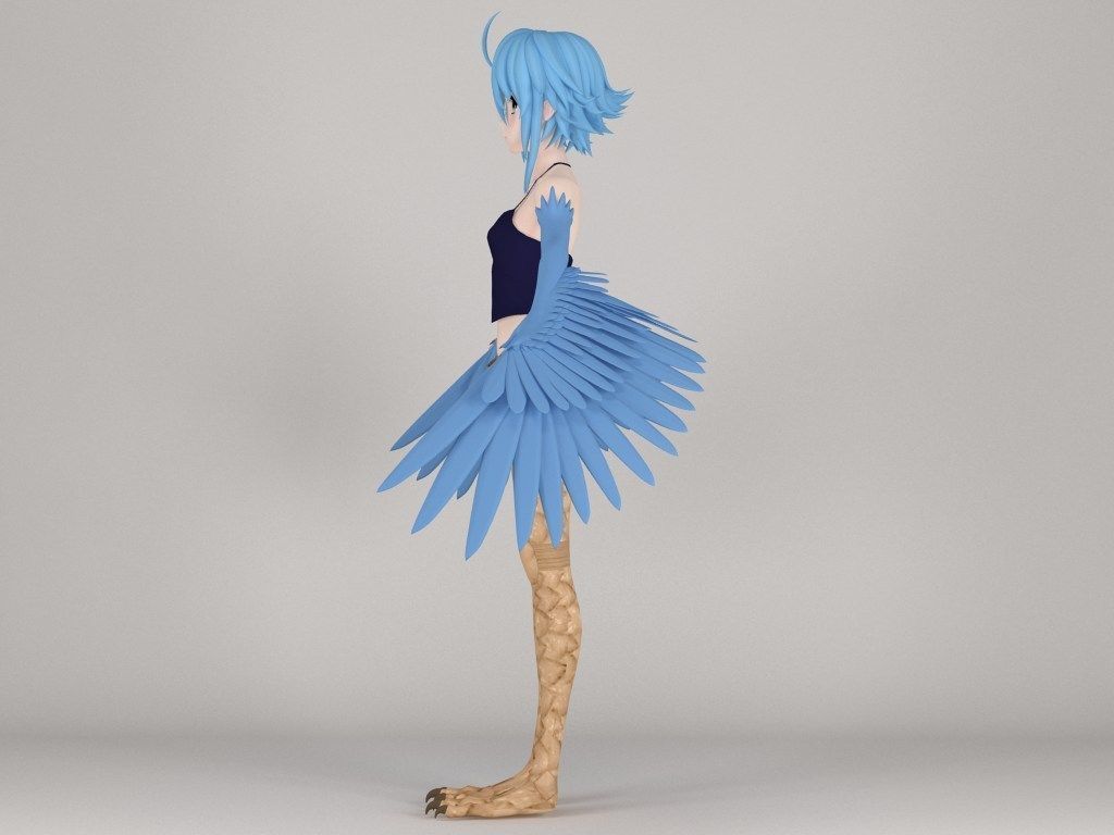 T pose rigged model of Papi anime girl 3D model_13