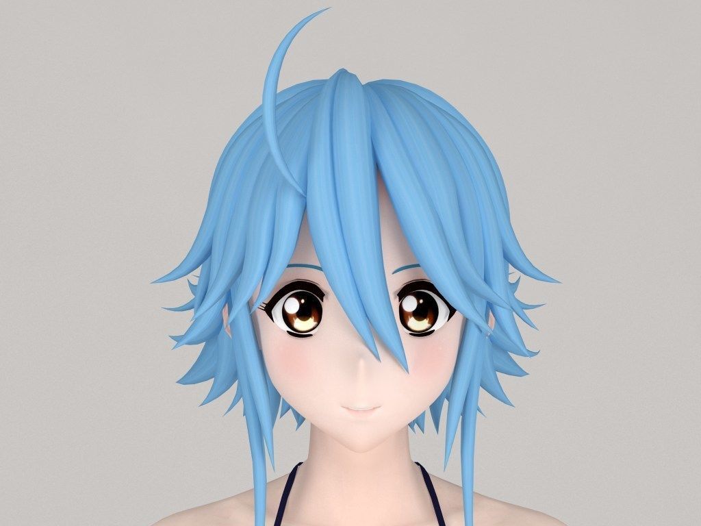 T pose rigged model of Papi anime girl 3D model_2