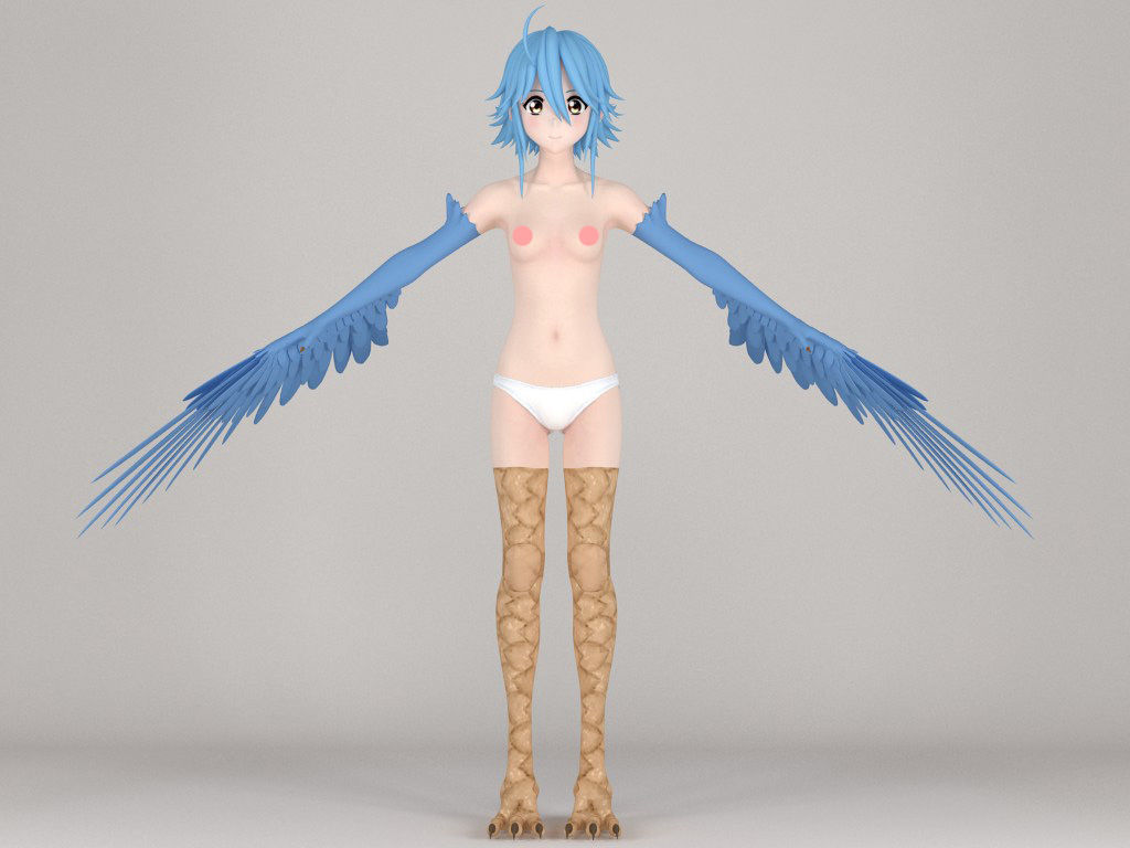 T pose rigged model of Papi anime girl 3D model_7