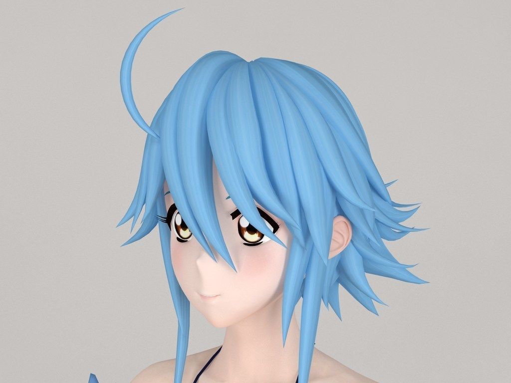 T pose rigged model of Papi anime girl 3D model_3
