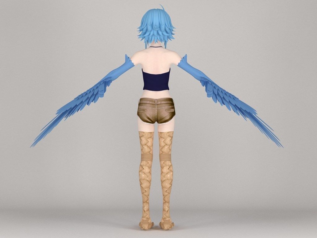 T pose rigged model of Papi anime girl 3D model_16