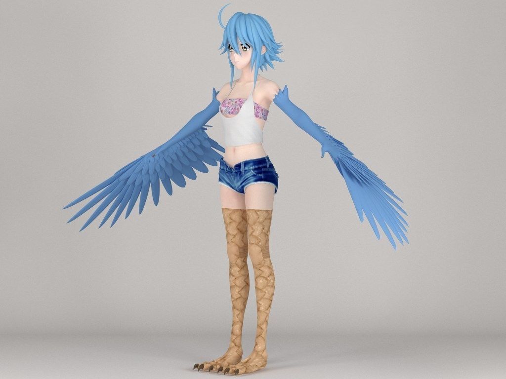 T pose rigged model of Papi anime girl 3D model_10