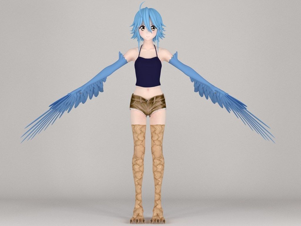 T pose rigged model of Papi anime girl 3D model_5