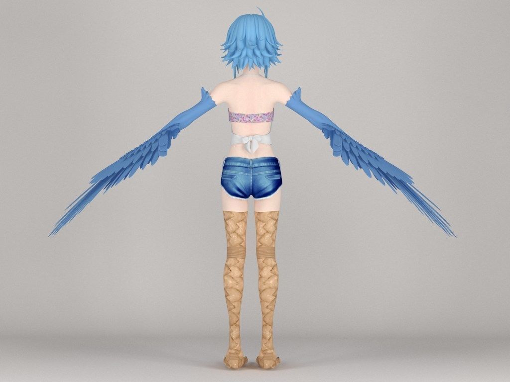 T pose rigged model of Papi anime girl 3D model_17