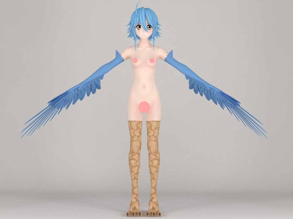 T pose rigged model of Papi anime girl 3D model_8