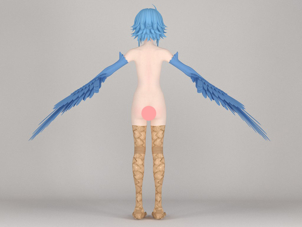 T pose rigged model of Papi anime girl 3D model_19