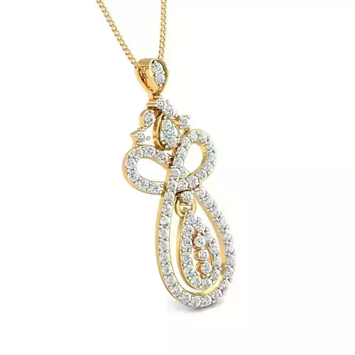 Women pendant-earrings set 3dm stl render detail