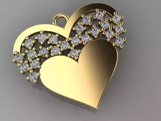  GC GOLD   H035- Heart  Diamond Gold necklace