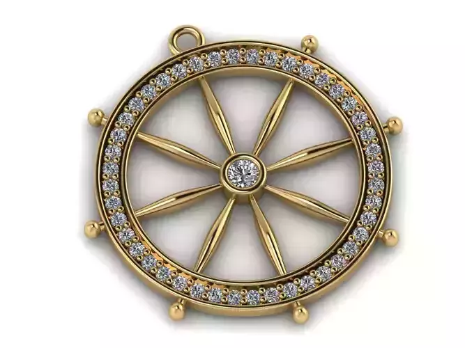   GC GOLD   H036-  steering wheel  Diamond Gold necklace 3D print model