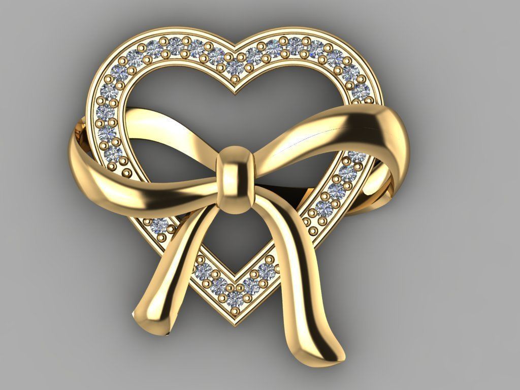   GC GOLD   H039- Heart Diamond Gold necklace 3D print model_1
