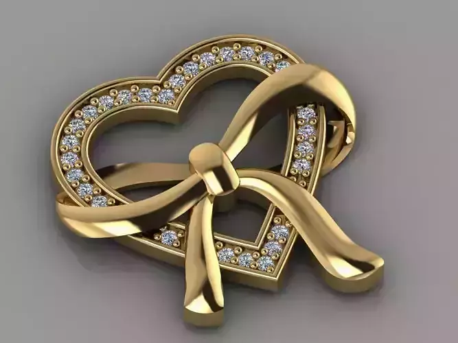   GC GOLD   H039- Heart Diamond Gold necklace 3D print model
