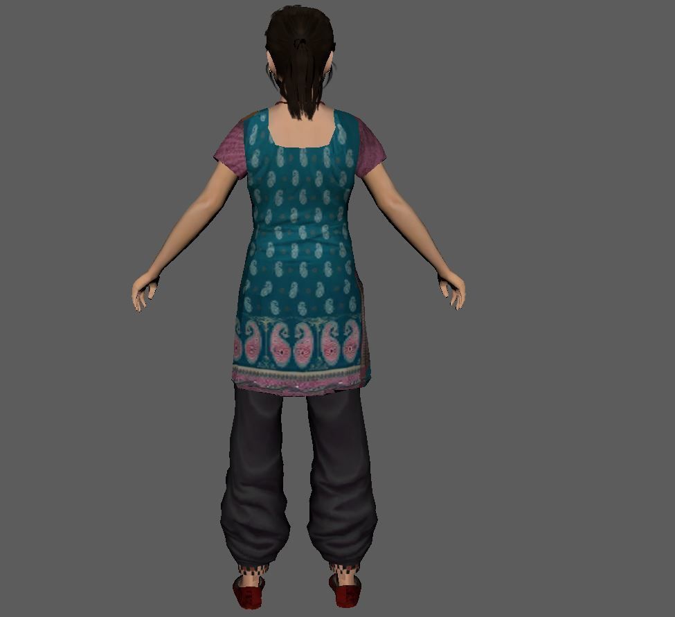 indian traditional girle Low-poly 3D model_3