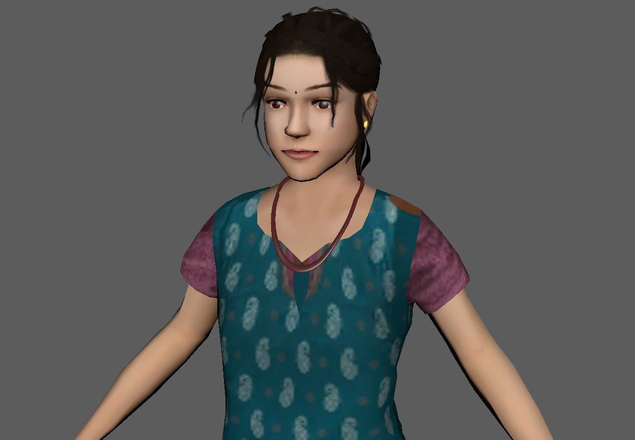 indian traditional girle Low-poly 3D model_5