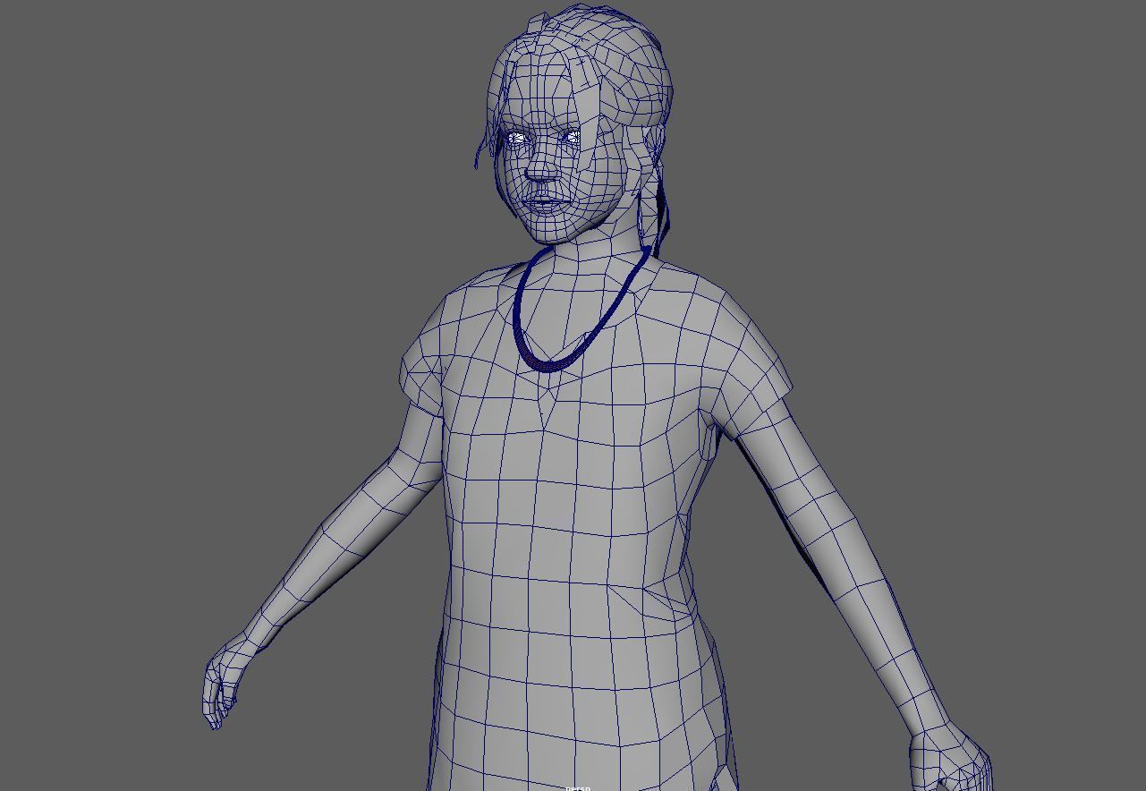 indian traditional girle Low-poly 3D model_4