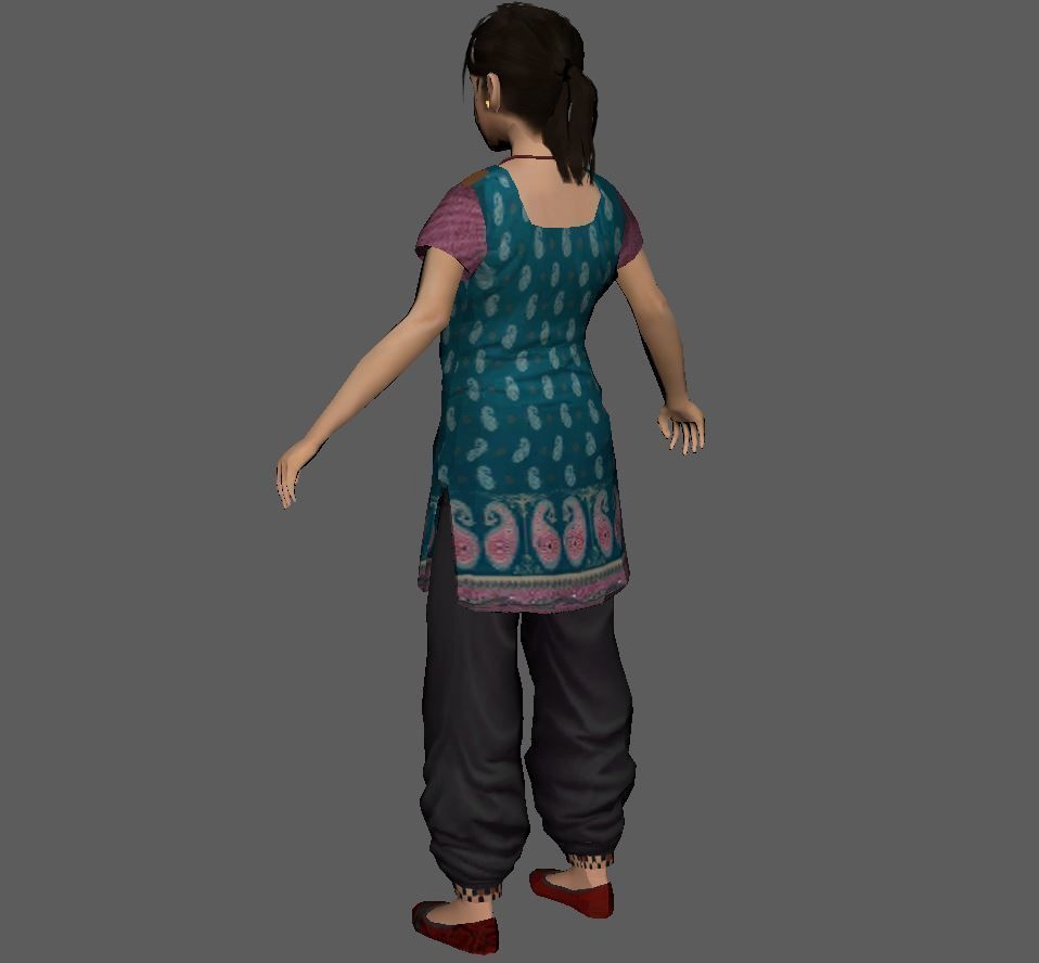 indian traditional girle Low-poly 3D model_2