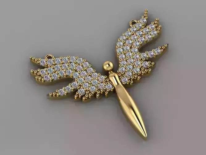 GC GOLD   H041- Dragonfly  Diamond Gold necklace