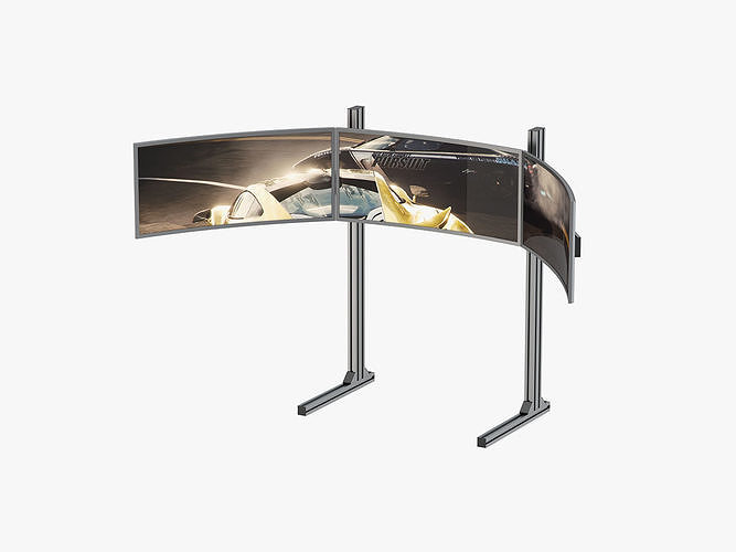 Triple Monitor Mount and Screen  3D model