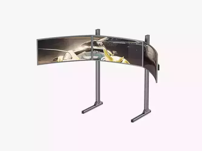 Triple Monitor Mount and Screen  3D model