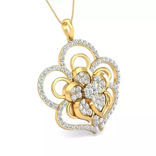 Women pendant-earrings set 3dm stl render detail