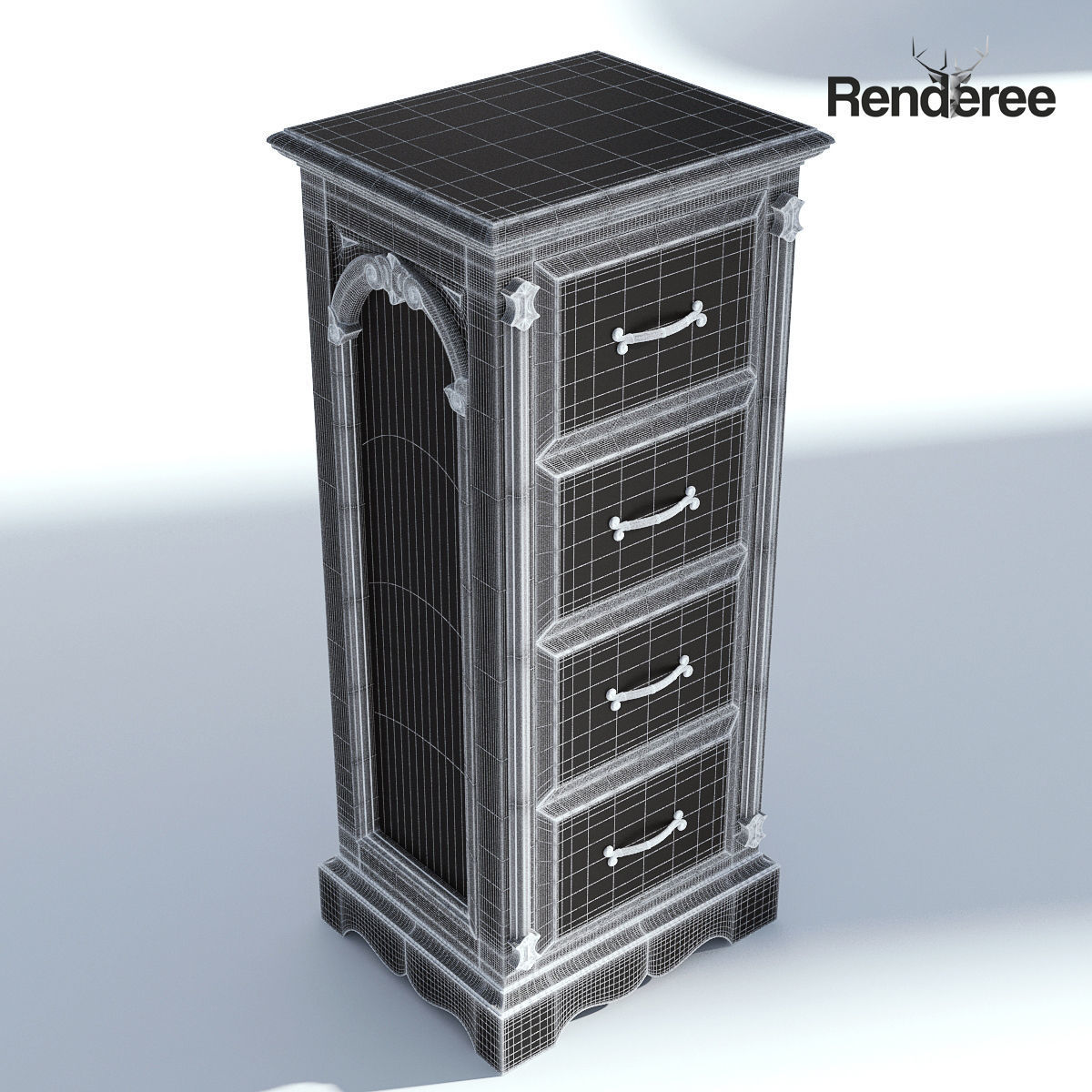 Victorian Bedside Old Natural 3D model_5