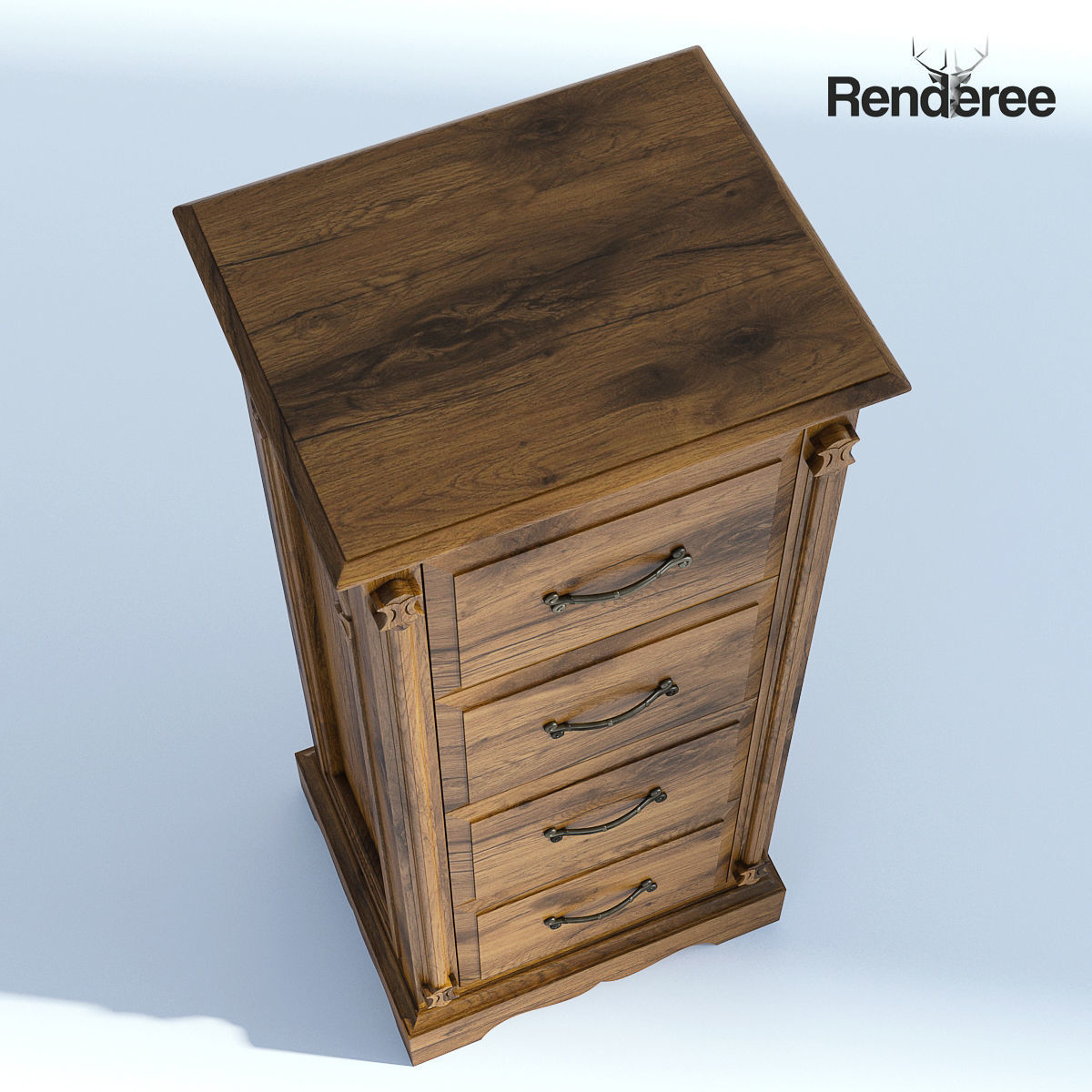 Victorian Bedside Old Natural 3D model_3