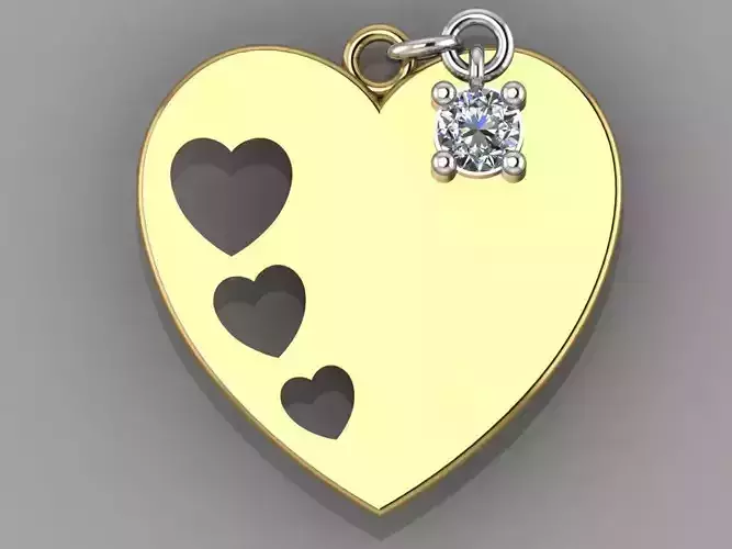  GC GOLD   H045- Heart Diamond Gold necklace