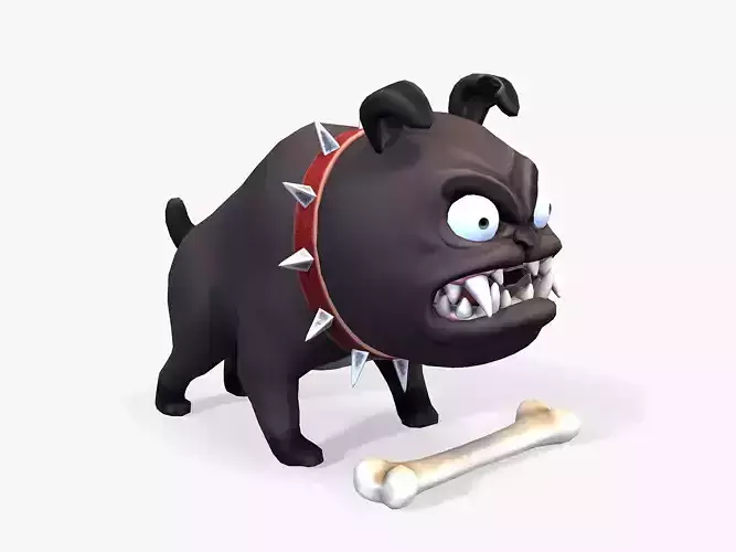 Cartoon Dog with Bone Low-poly 3D model