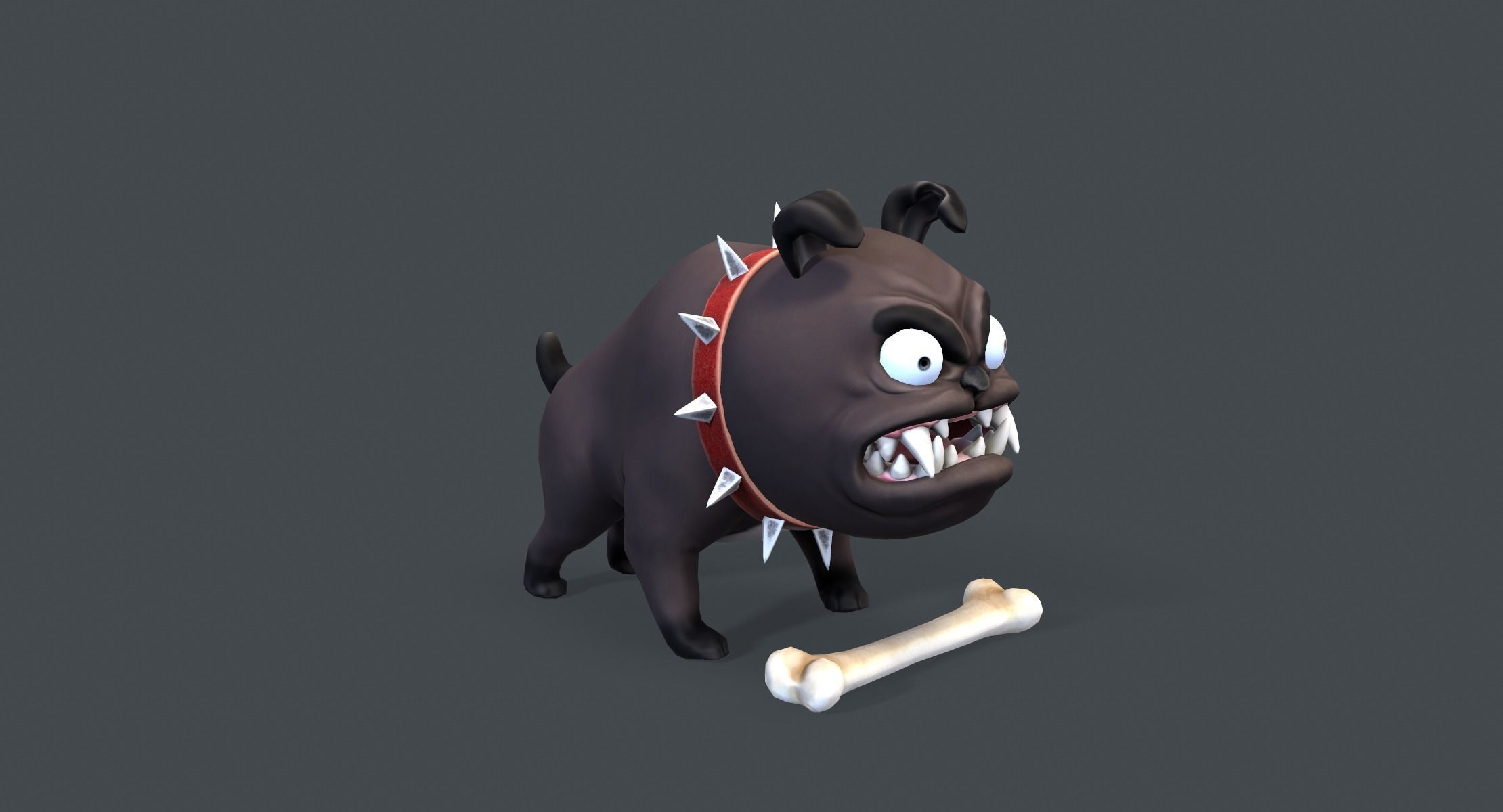 Cartoon Dog with Bone Low-poly 3D model_1