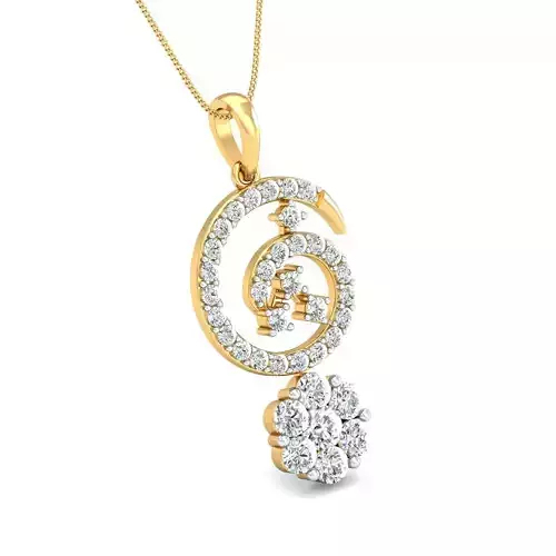 Women pendant-earrings set 3dm stl render detail